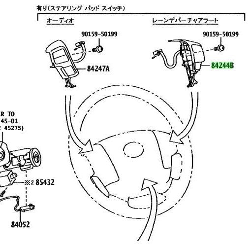 Genuine Toyota Hiace GDH201V Steering Pad Switch RH OEM 84244-V30101
