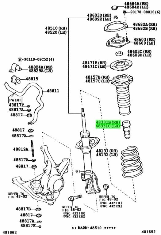 Genuine Toyota Front Spring Bumper 48331-52010 Echo Funcargo Platz Probox Raum1