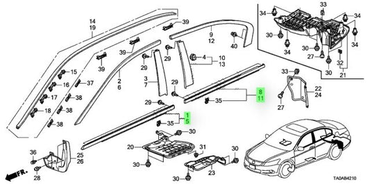 OEM Honda Molding Assy FR.RR Do R&L SET 2008-2012 Accord CP2