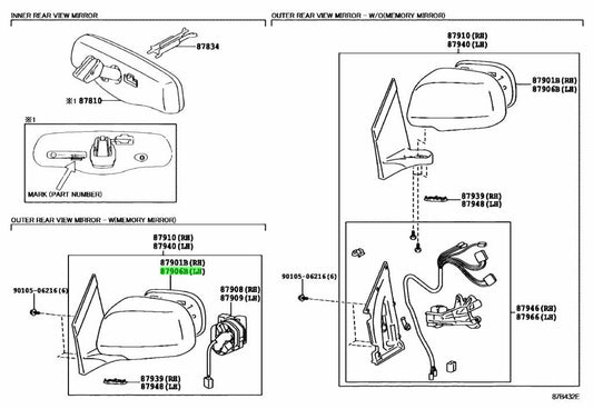 Toyota Lexus Genuine OEM Outer Rear View Mirror Sub-Assy LH 87906-480601