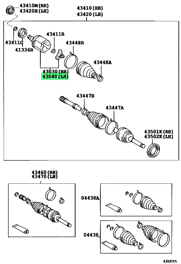 Genuine Toyota Front Drive Inboard Joint 43403-10011 43403-0W031 Corolla Allion1