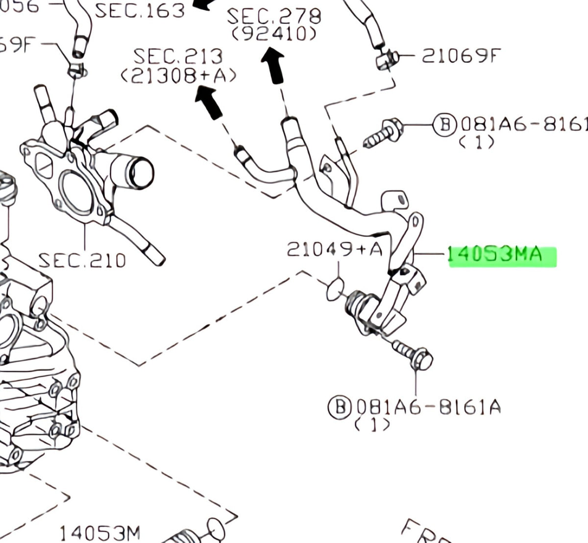 Genuine OEM Nissan 21022-JA00A Water Pipe Tube Connector 2007-2012 Altima