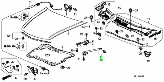 OEM Honda DUMPER ASSY. HOOD OPENER R&L SET Accord CP2