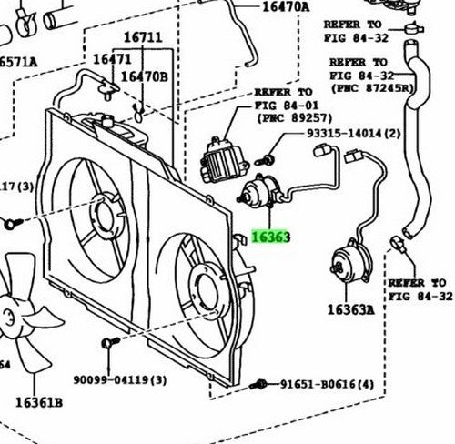 16363-28180 Toyota Motor, cooling fan 1636328180, New Genuine OEM Part1
