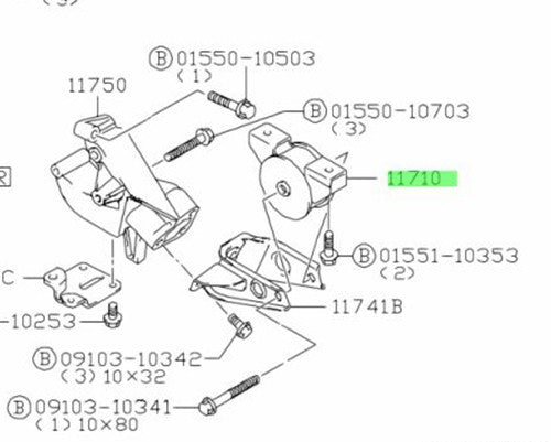 11710-78F11-000 Suzuki Mounting,eng rr 1171078F11000, New Genuine OEM Part1