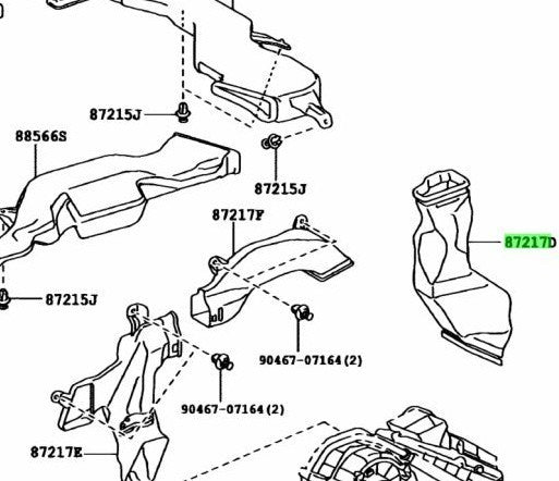 OEM TOYOTA Land Cruiser Prado Lexus GX400/460 Rear Side AirDuct No.1 62974-600101