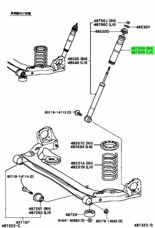 Toyota Noah Voxy Rear Suspension Support Shock Mount Set of 2 OEM 48750-440111