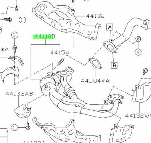 Genuine Subaru Front Catalytic Converter Complete OEM 44620-AC9601