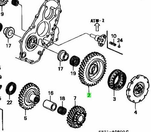 OEM HONDA COUNTERSHAFT LOW GEAR AT TRANSMISSION CIVIC DEL SOL 23421-P24-J001