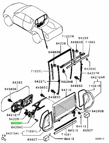 Mitsubishi OEM Regulator Front Door Window LH MN182365 for Pajero1