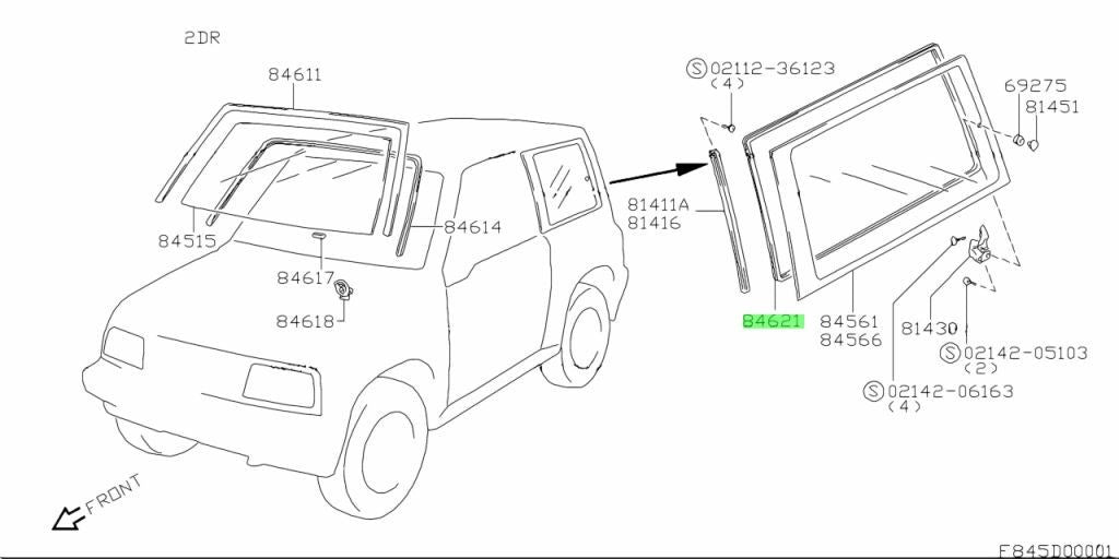 84671-62A00-5PK Suzuki Weatherstrip,qtr wdo 8467162A005PK, New Genuine OEM Part2