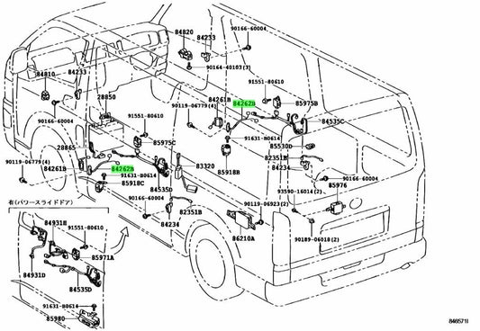 OEM JUNCTION SLIDE DOOR CONTROL FEMALE R&L SET Toyota HiAce Van 84262-261201