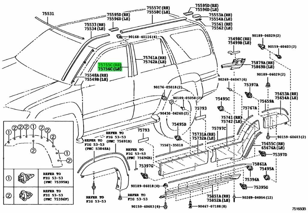Genuine Toyota 4Runner FR Door Sash Molding RH LH Set 75755-35010 75756-350101