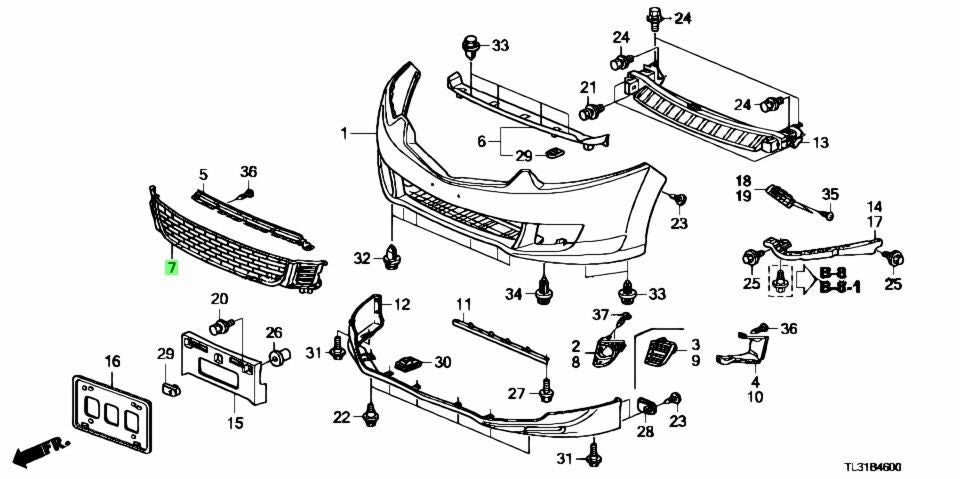 OEM Acura Front Bumper LOWER Grille 2009-2010 TSX 71107-TL0-G00