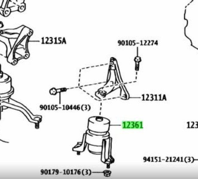 Genuine Toyota Front Engine Mount Insulator Factory Part 12361-36032 12361360322