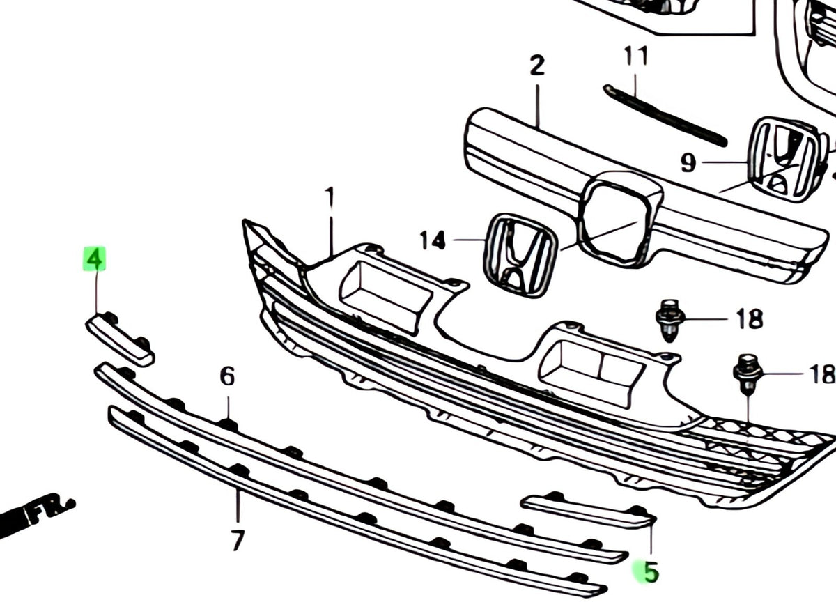 OEM MOLDING, FR. GRILLE UPPER R&L SET Genuine HONDA CR-V 71124/71125SWA-003