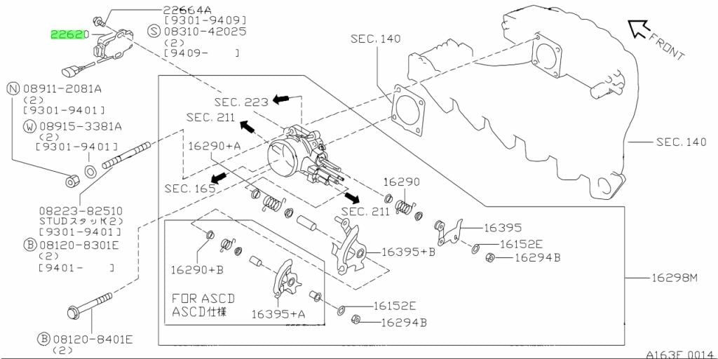 NISSAN GENUINE OEM THROTTLE POSITION SENSOR SKYLINE R33 ECR33 SERIES 2 RB25DET1
