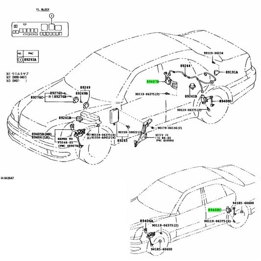 Toyota OEM SENSOR SUB-ASSY, HEIGHT CONTROL, REAR RH LH 89407-50060 89408-500601