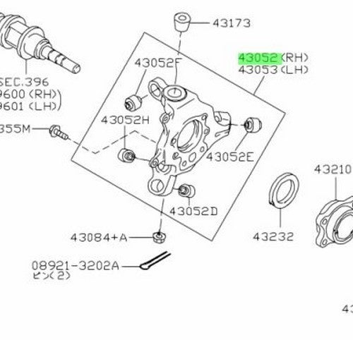 Genuine Nissan 350Z Z33 Rear Right Knuckle Spindle 43018-AL500 OEM1