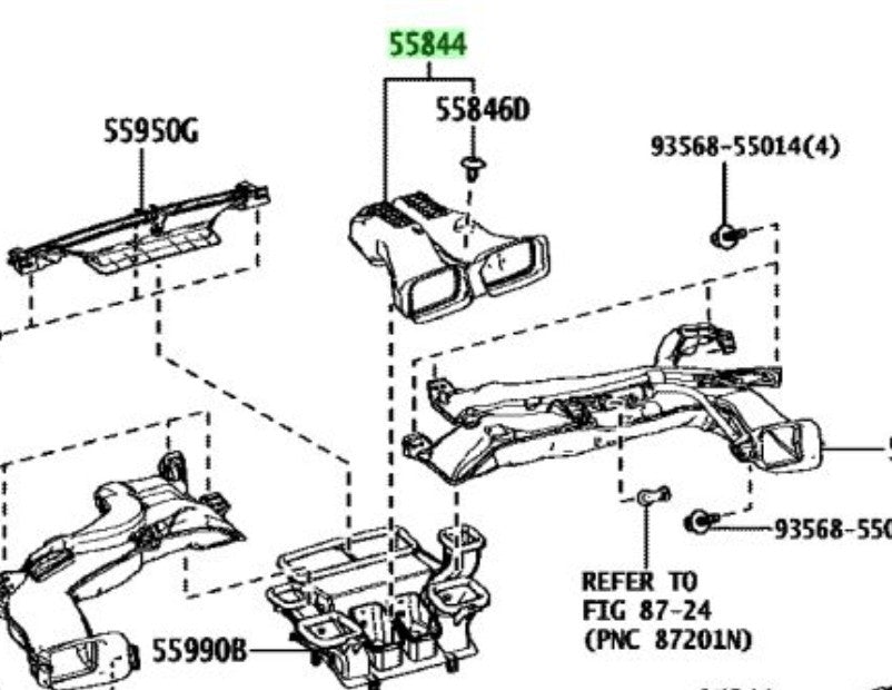 OEM TOYOTA Lexus UX Series Heater To Register Duct No.2 55844-76070 55844760701