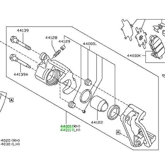 Genuine Nissan RR Brake Caliper L&H Pair W/O Pads&Shims 44001/44011-3NK0A OEM1