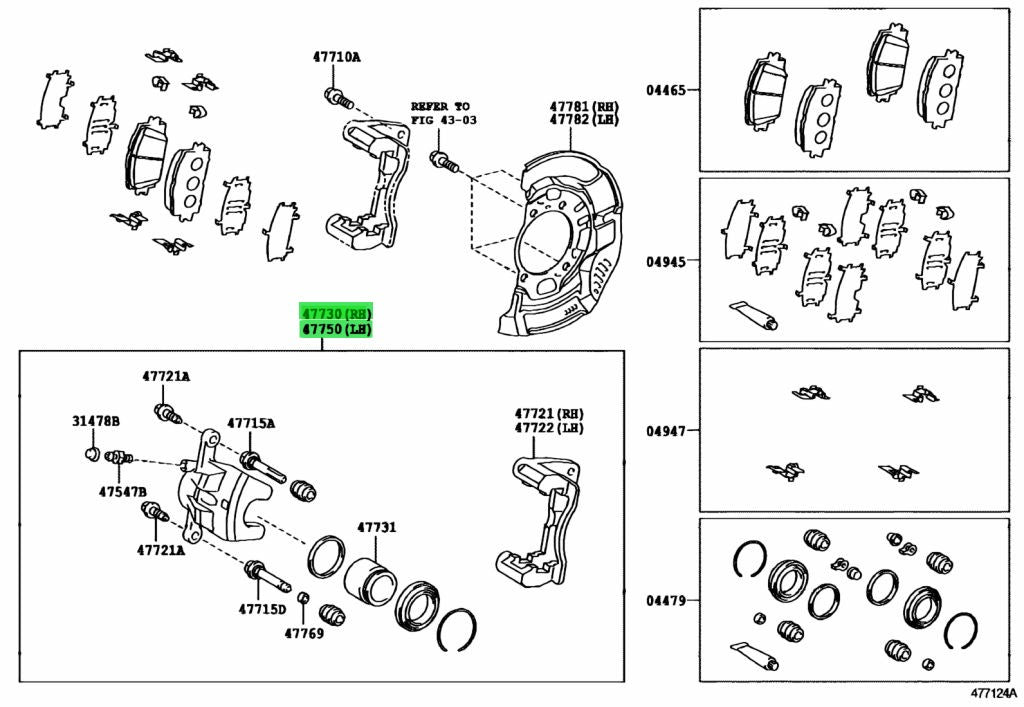 Genuine Toyota Front Brake Caliper Pair 47730-12A70 47750-12A701