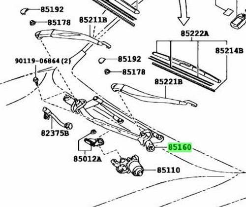 New Genuine Toyota Land Cruiser Prado Front Wiper Linkage 85150-60340 OEM1