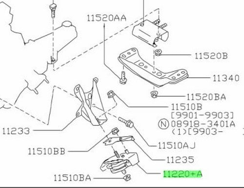 OEM INSULATOR, ENGINE MOUNTING FR Nissan 180SX S13 KRPS13 SR20DET 11220-85F001