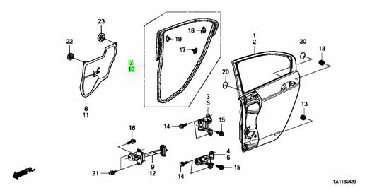 OEM Honda WEATHERSTRIP FR.RR DOOR R&L SET Accord CP2 2008-2013