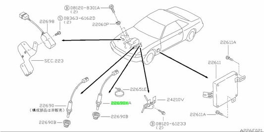 OEM Genuine Nissan Oxygen SENSOR O2 Rear R32 Skyline GTR 22690-05U22 NEW1