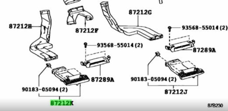 OEM Genuine TOYOTA Lexus Rear AirDuct No.6 HVAC Heater AC 87276-75010 87276750102