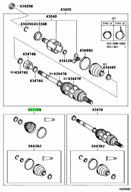 Toyota Lexus LH Front DriveShaftBootKit Inboard Outboard 04428-48131 04428481311