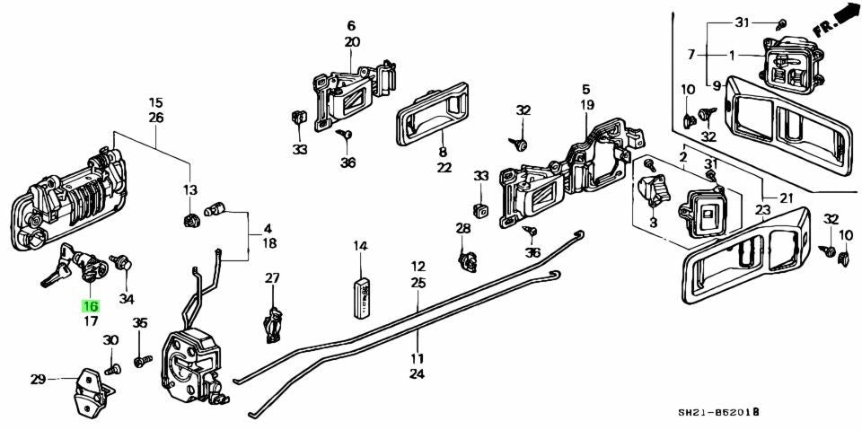 1988-89 Civic And CRX Right Door Lock Cylinder And Two Keys OEM NOS Discontinued1