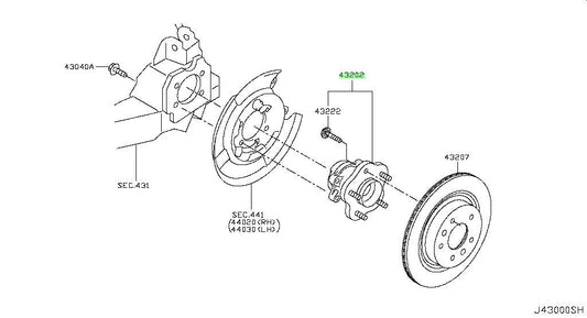 Genuine Nissan Rear Wheel Hub Bearing Assembly 43202-4CE0A Rogue Sport X-Trail1