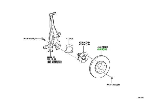 Genuine Toyota Front Brake Disc Rotor LH 43516-50020