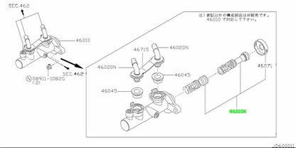 Genuine Nissan Brake Master Cylinder Piston Repair Kit 46011-17V25