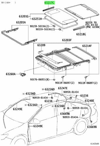 Genuine Toyota Lexus Sunroof Side Garnish 63217-33110 ES350 GS350 IS Camry