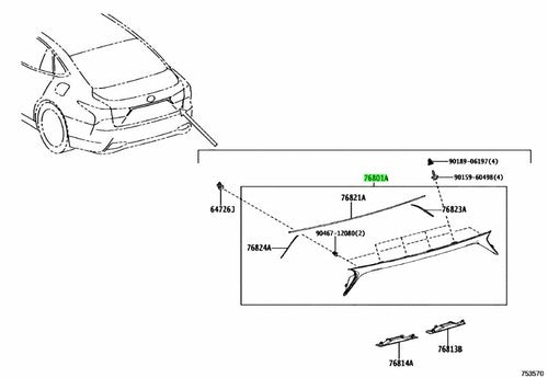 Genuine Toyota Lexus LS500 LS500h Luggage Door Outside Garnish 76801-50180 OEM