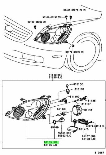 Genuine Lexus SC430 Headlight Headlamp Unit Assy RH Right 81130-24110