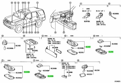 Genuine Toyota 4Runner Room Dome Lamp Assy 81240-52040-B2 Hilux Surf OEM