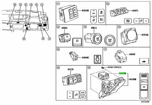Genuine Toyota Lexus Parking Lamp Switch Assy 84332-30341