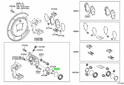 Genuine Lexus GS300 ES300 Rear Disc Brake Piston Set Ring 90520-52006