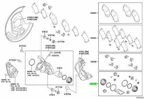 Genuine Toyota Rear Disc Brake Caliper Seal Kit 04479-10091 OEM