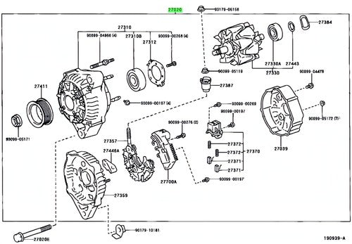Genuine Toyota Alternator Assy 27060-21101 Platz Probox Succeed bB ist Funcargo