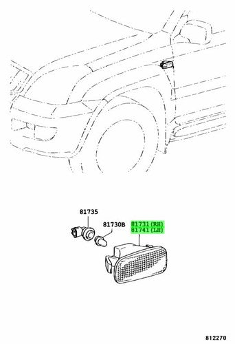 Genuine Lexus SC430 Toyota Land Cruiser Side Turn Signal Lamp Lens 81731-51011