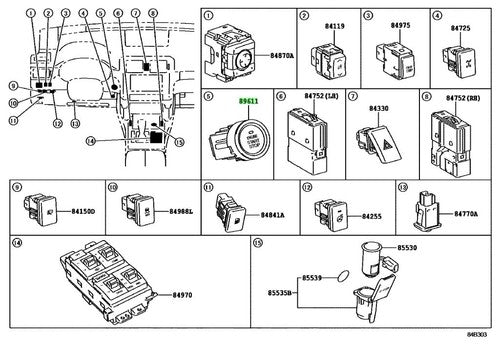 Genuine Toyota Lexus ES GS GS F GX460 Push Start Switch 89611-30124