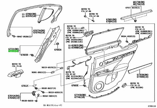 Genuine Lexus GS F GS Rear Door Trim Cover LH 67722-30160-C0