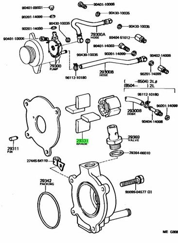 Genuine Toyota Vacuum Pump Blade A Set of 4 OEM 29331-56070