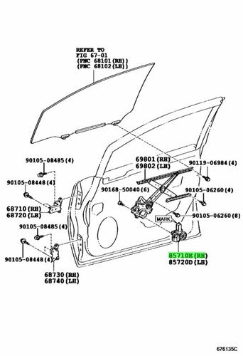 Genuine Toyota Lexus Power Window Regulator Motor RH 85710-60351