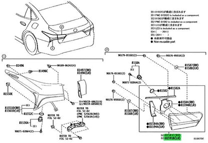 Genuine Lexus LS500h Rear Lamp Lens and Body RH LH Set 81581-50320 81591-50320
